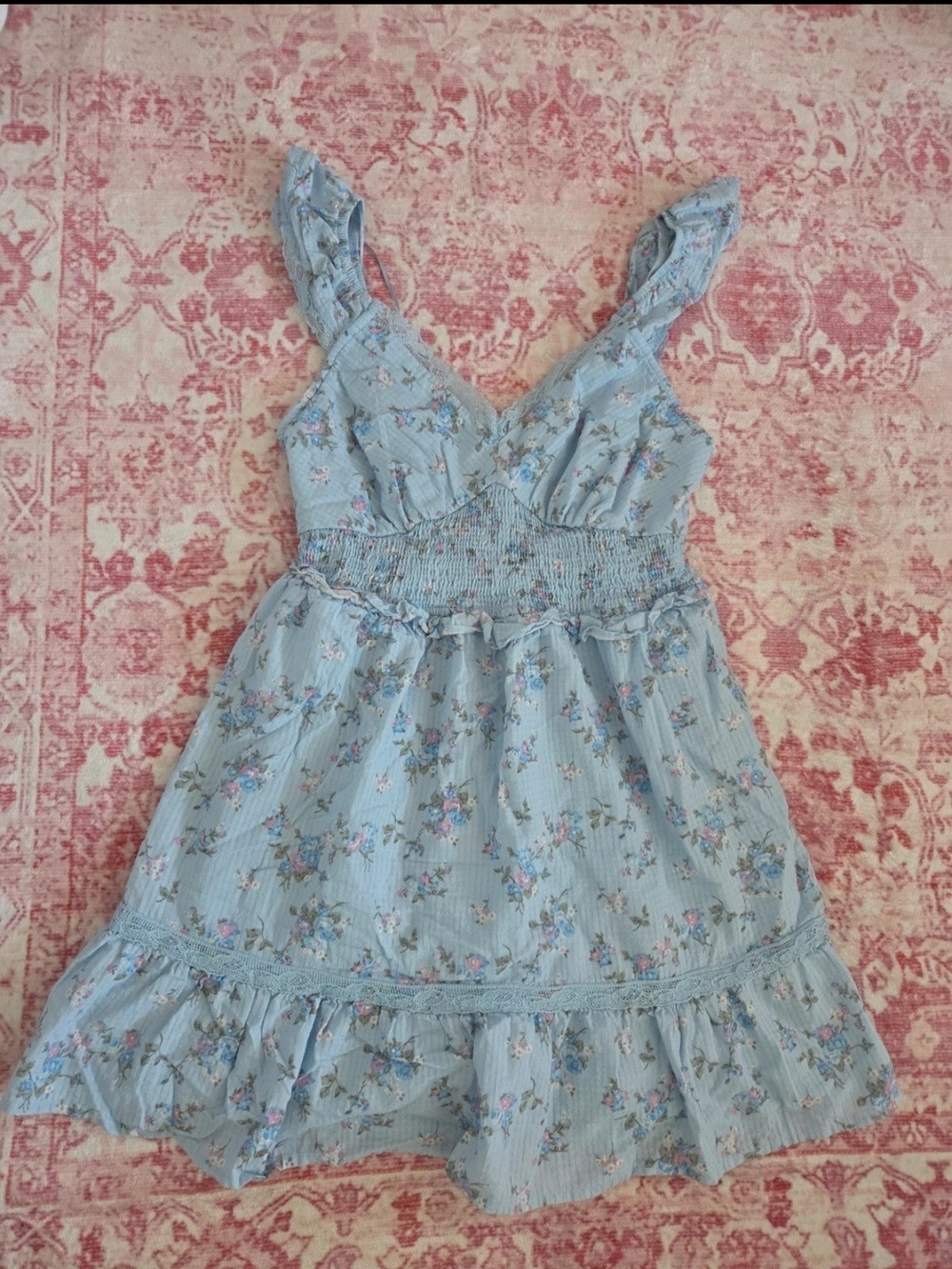 Light Blue Floral Ruffle Sundress